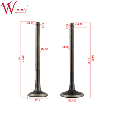 Válvula de admissão e de escape CGX125SHC Partes do motor de motocicleta Classe A